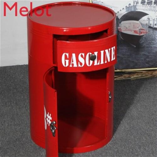 Customized Industrial Style Oil Drum Iron Bedside Table Bedroom Bed Creative Decorative Metal Complete Storage Locker
