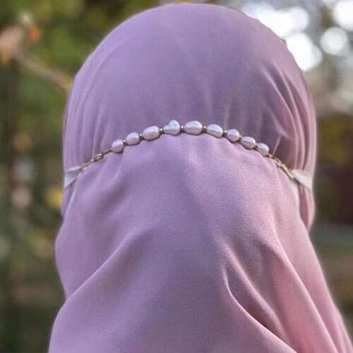 Woman Hijabs Ear Saver Womens Lanyard Decorative Fashion head chains Around Your Neck Premium Pearl Chain face Neck Holder