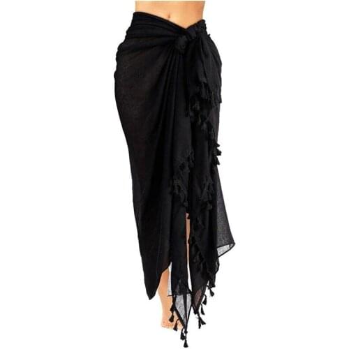 Women Sarong Pareo Wrap Bikini Cover Up Sheer Beachwear Tassel Skirt Maxi Dress Swimsuit Swimwear Bathing Suit Beach Cover Up