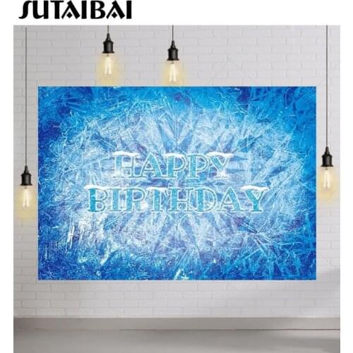 Winter Wonderland Ice Snow Blue Frozen Backdrop Photography for Girls Happy Birthday New Year Christmas Decoration Background