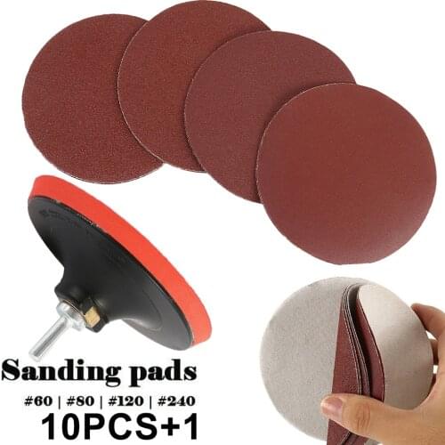 10PCS 5inch 125mm Grinding Sanding Discs 60/80/120/240 Grit For Angle Grinder Rubber Backing Pad Sander Hook Pad with M14 Thread