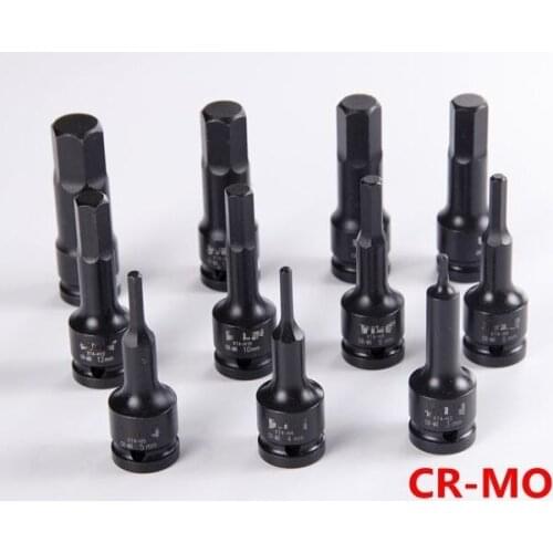 10pcs Length:78mm, 1/2" 12.5mm air impact hexagon socket ratchet wrench bit head pneumatic sleeve torque spanner