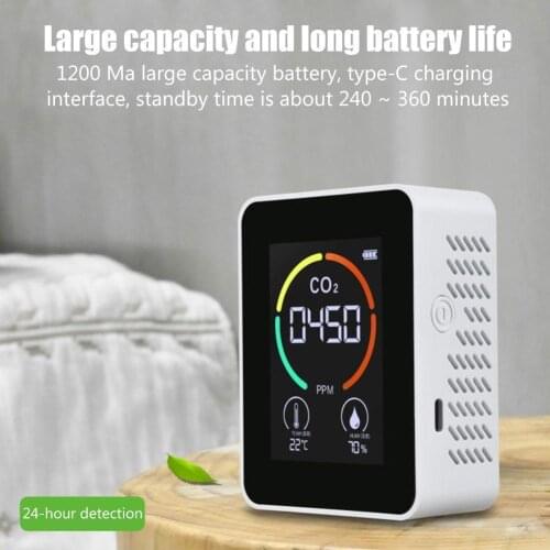 3 In 1 Carbon Dioxide Concentration Detection Thermometer Hygrometer Portable CO2 Meter Digital Temperature Humidity Sensor Test