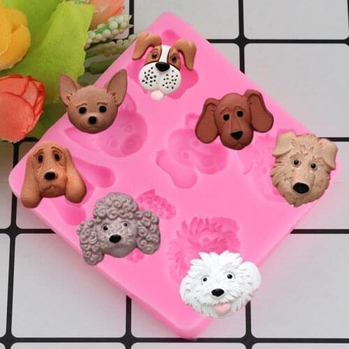 3D Dog Hound Pooch Fondant Cake Decorating Tools Baking Mold Cartoon Forest Animals Figure Clay/rubber Silicone Mould