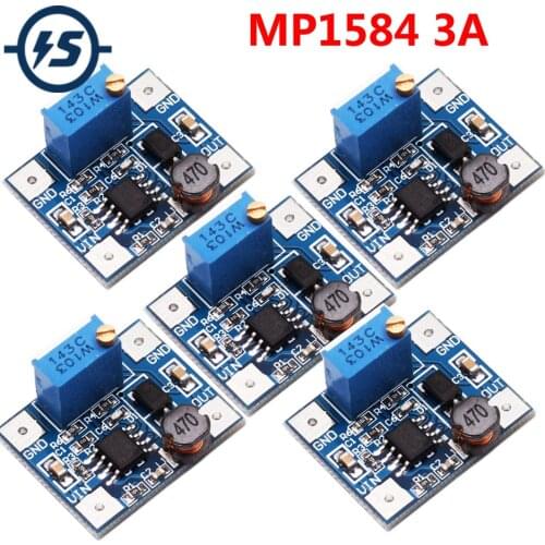 5PCS Mini DC-DC Buck Converter Step-down Power Regulator Module DC 4.5-28V MP1584 3A Output Adjustable Super Module