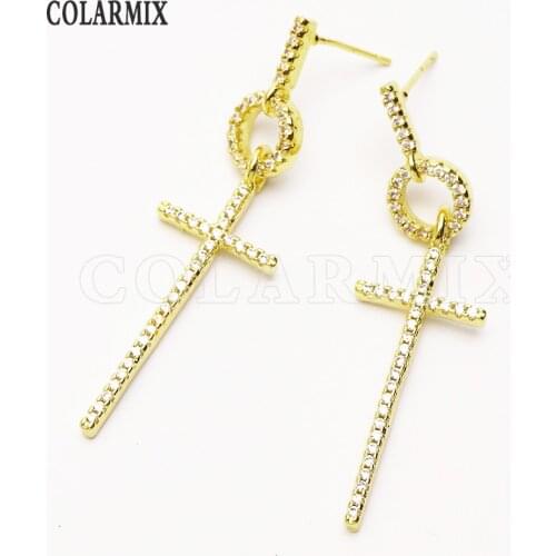 8 Pairs Zircon Cross earrings Long charms earrings women jewelry Fashion Drop earrings Gift for women jewelry 8151