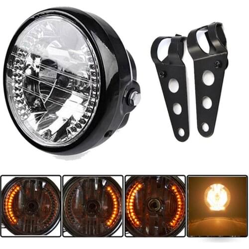 Motorcycle Accessories Modified Retro Front LED Headlight Bulb Base Holder LED Turn Light Black Bracket Socket Adapter