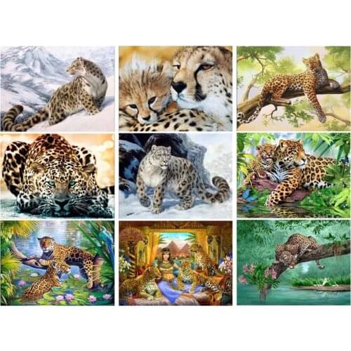 Diy 5D Diamond Painting Home Decor Leopard Diamond Embroidery Cheetah Picture Rhinestones Mosaic Drawings Jungle Animals Picture