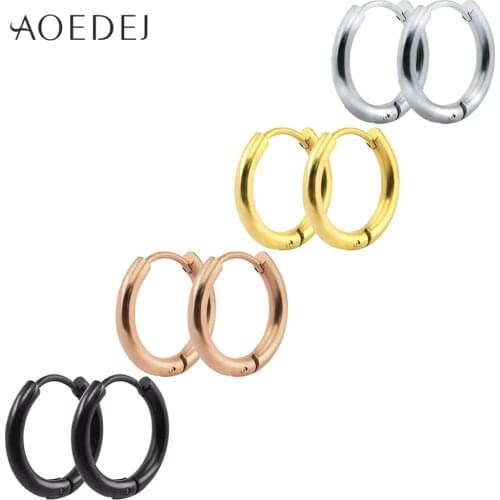 AOEDEJ Korean Hoop Earring 316L Stainless Steel Hoop Earring Huggie GD Boys Earrings Circle Round Earrings for Women Man Jewelry