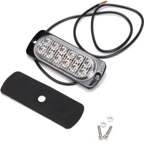 Car 12LEDs Emergency Ultrathin Warning Flashing Strobe Light Truck Side Lamp 12-24V(Yellow )