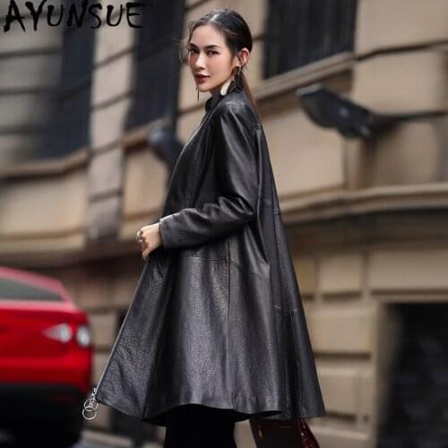 AYUNSUE Womens Genuine Leather Jacket 100% Real Sheepskin Coat Female 2020 Autumn Winter Korean Long Jackets Chaqueta Mujer
