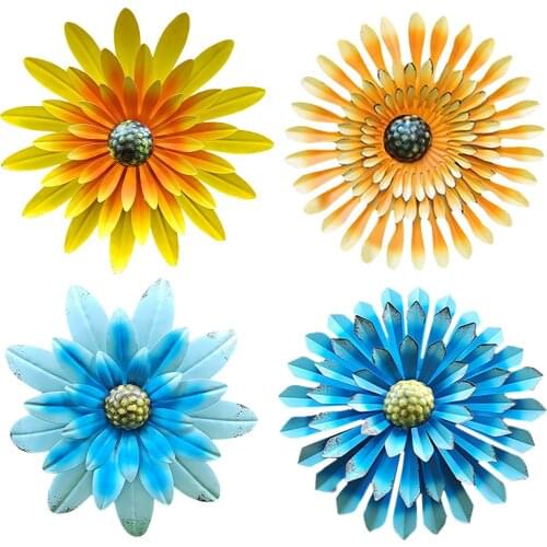 Large Metal Flower Wall Decor Iron Art Wall Hanging Decoration Iron Sunflower Sculpture Outdoor Courtyard Garden Fence Ornament