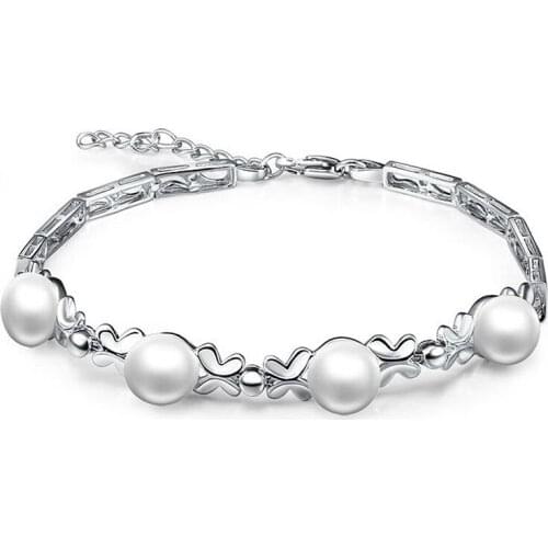 Sinya 925 sterling silver bracelets inlay natural high quality pearls diameter 7.5mm 2019 new arrival hot sale fashion design