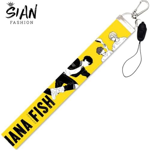 New Fashion BANANA FISH Keycord Cute Figures Hanging Lanyard Neck ID Card Badge Accessories Phone Charm Keychain for Unisex Gift