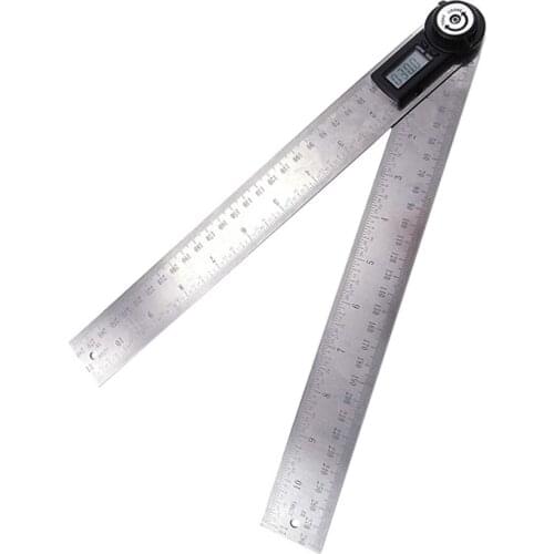 2-in-1 Digital Stainless Steel Angle Finder Meter with Locking Function Protractor Ruler 600mm Woodworking Construction Tool