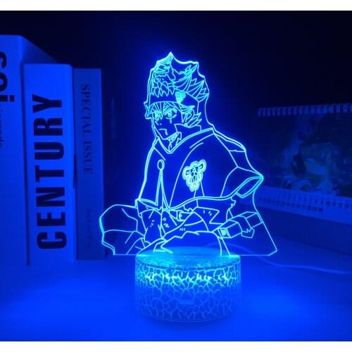 Crake White Base 3D LED Lamp Anime Black Clover Asta for Bedroom Decor Nightlight Birthday Gift Manga Acrylic Room Table Lamp