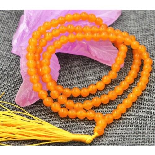DD 6mm Tibetan Buddhism 108 Brazil Topaz gem stone Prayer Bead Mala Necklace
