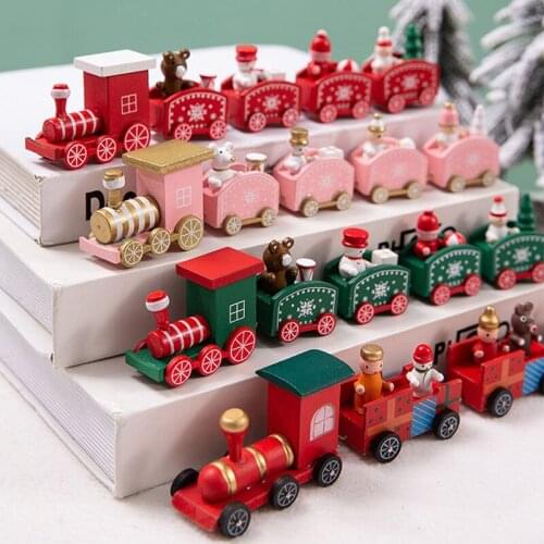 Wooden Train Merry Christmas Ornaments Christmas Decoration For Home Table 2021 Noel Navidad Xmas Gift New Year 2022 Baby Shower