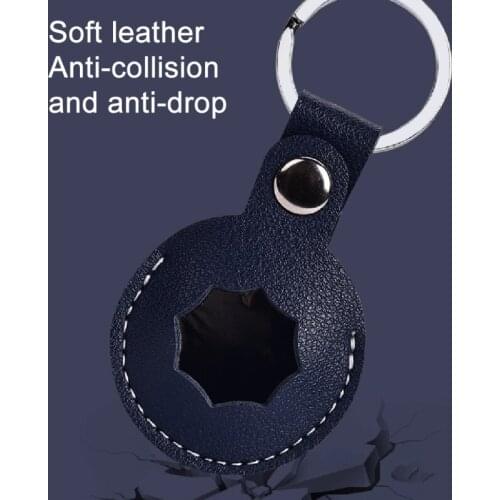 E56B PU Leather Protective Case Cover Compatible with AirTag Loop Holder