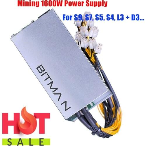 Good Working Retread AntMiner APW3++ 1600W Power FOR S9, S7, S5, S4, L3 + D3.. Btc DASH Ltc MINERS Supply