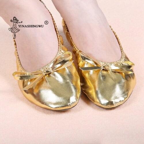 Indian Womens Belly Dance Dance Shoes Top Gold Soft Ballet Shoes Leather Belly Dance Ballet Shoes Kids For Girls Women