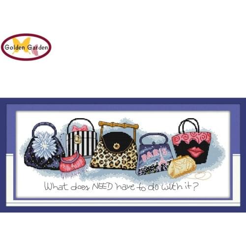 GG Always Be Short of A Bag Counted Cross Stitch 11CT14CT DIY Kits Needlework Embroidery Cartoon Cross Stitch Sets for Kids