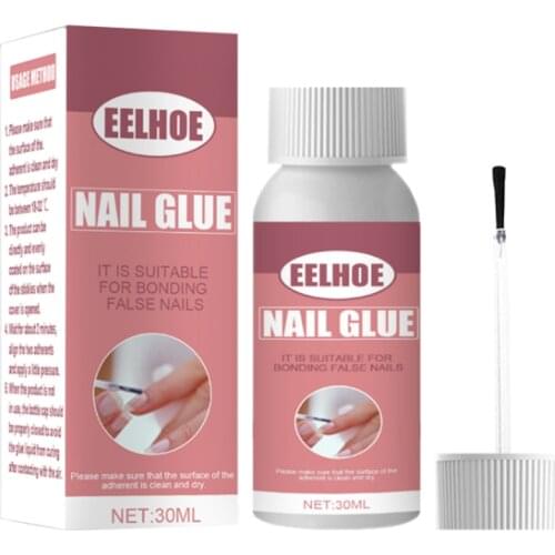 30ml Nail Glue With Brush For False Nail Rhinestone Glue Clear Strong Adhesive Acrylic False Tips Tool Colle A Faux Ongle