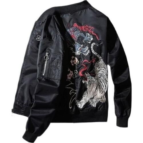 Streetwear Bomber Jacket Men Yokosuka Souvenir MA1 Coat Army MA-1 Tiger Dragon Embroidered Japan Baseball Coat Military Spring