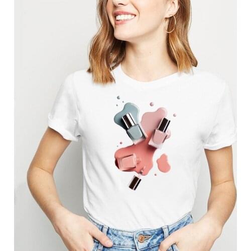 Summer Women Cotton Tshirt Short Tees Female T-shirt Revenge Girlss Harajuku Short Sleeve T Shirt Nail Polish Casual Tees