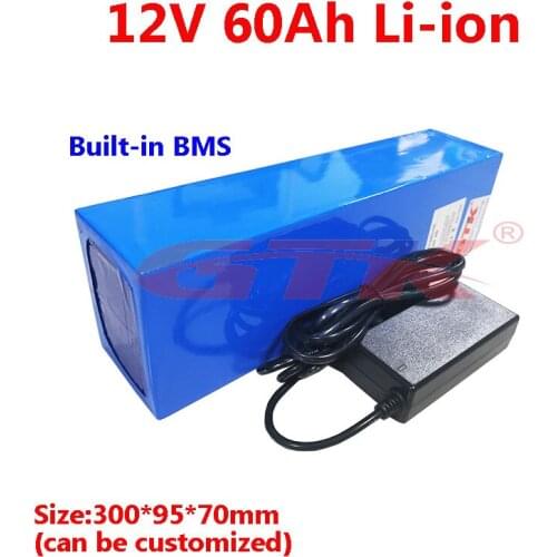 GTK 12V 60Ah lithium li ion battery pack with BMS for 500W 700W CITYCOCO electric bike scooter +5A charger