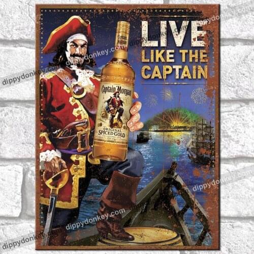CAPTAIN MORGAN Rum Metal Poster Tin Signs Vintage Retro Wall Plaques Garage Shed