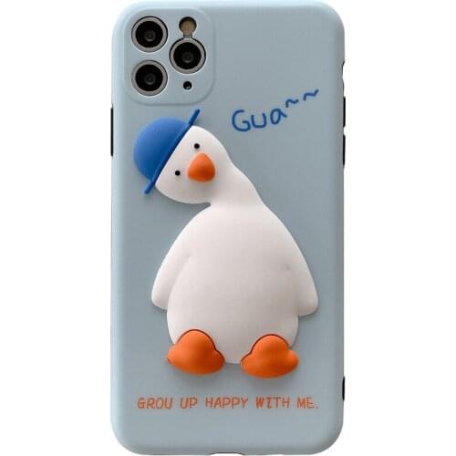 Cartoon Cute Case for Iphone 7 8 Plus 11 Pro Max Phone Cover for Iphone X XR XS MAX Case Soft Silicone Lovers Funny Duck 3D