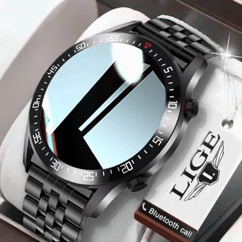 LIGE 2021 Fashion Full Circle Touch Screen Mens Smart Watches IP68 Waterproof Sports Fitness Watch Luxury Smart Watch For Men