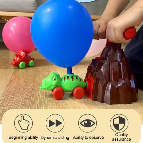 Power Balloon Car Toy for Kids Aerodynamic Dinosaur Car Toys Party Supplies Educational Science Toys with 1 Manual Balloon Pump