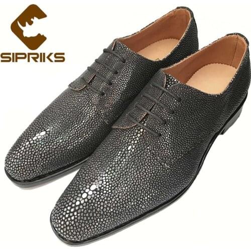 Sipriks Thailand Stingray Skin Shoes Men Goodyear Welted Shoes Imported Dress Oxfords Mens Formal Tuxedo Shoes Boss Social 45