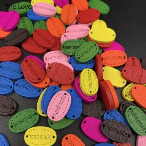 Chzimade 100Pcs/lot Colorful Handmade Letter Wood Labels For Clothes Garment Embossing Hand Made Label Tags Diy Decoration
