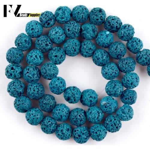 Natural Light Blue Lava Stone Beads Accessories 6mm-12mm Volcanic Rock Beads For Jewelry Making Bracelets Necklace 15inch