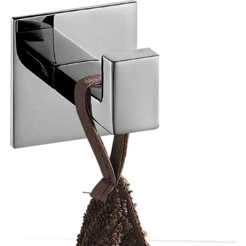 No Screw Need Modern 304 Stainless Steel Self Adhesive Bathroom Square Towel Hook Coat Hat Door Hook Hanger Bathroom Accessories