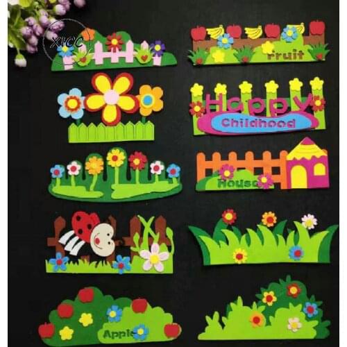 XICC Non-woven Felt DIY Fence Tree Clossroom Decoration Kindergarten School Blackboard Environmentally Friendly Flower Grass DIY