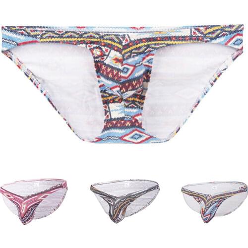 New Sexy Men Underwear Breathable Printed Briefs Low Waist Male Underpants Cuecas Calzoncillos Bulge Pouch Bikini Briefs