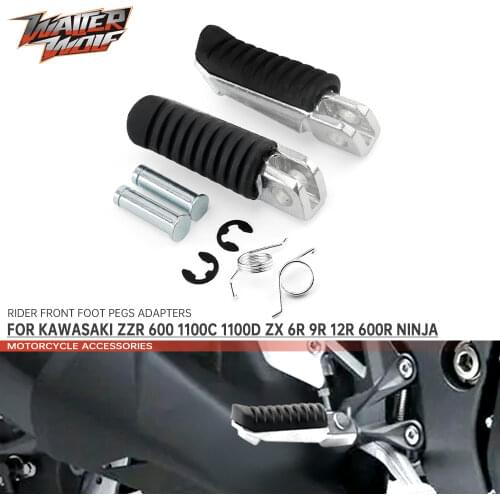 Rider Front Foot Pegs Footrest Adapters For KAWASAKI ER-6N NINJA 650 VERSYS 1000 Z750 Z900 ZX6R ZRX ZZR Motorcycle Accessories