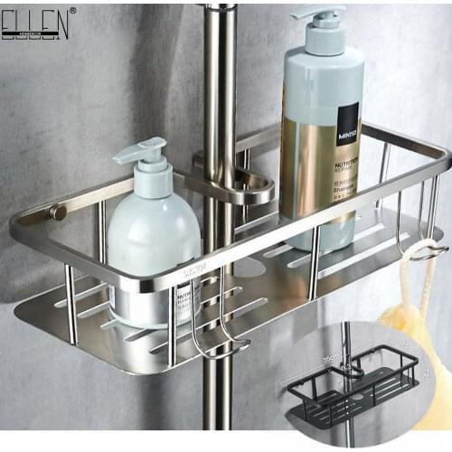 Vidric Bathroom Shower Shelf 304 Stainless Steel Shampoo Holder Bath Storage Brushed Nickel Finished Shelves with Hooks MLE115