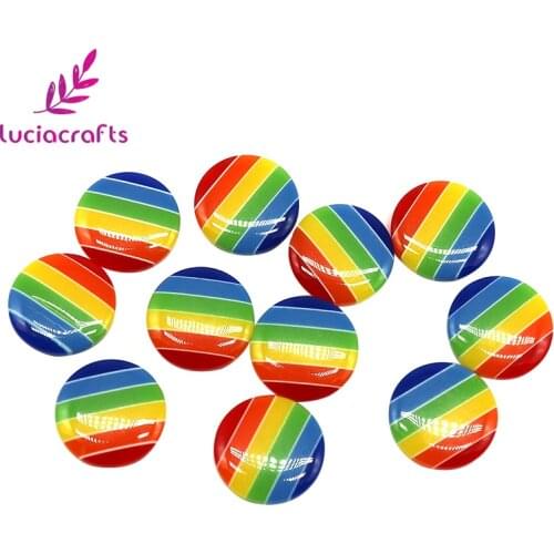 Lucia crafts 13.5mm Bright Rainbow Round Buttons 1-Hole Garment Button 6pcs/24pcs Scrapbooking DIY Decoration E0413