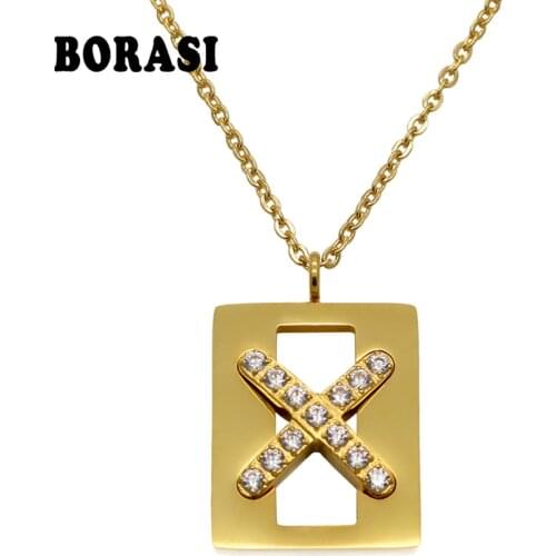Luxurious Inlay Crystal Pendant Necklace Fine Jewelry Love Cross Necklaces & Pendants For Women