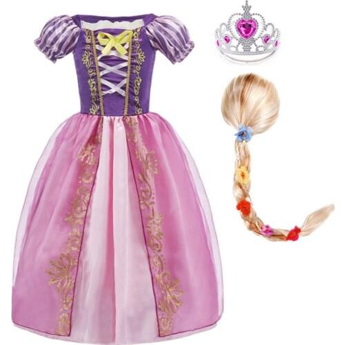 Girls Rapunzel Costume Kids Princess Dresses Sleeping Beauty Carnival Outfits Children Party Fancy Disguise Birthday Clothing