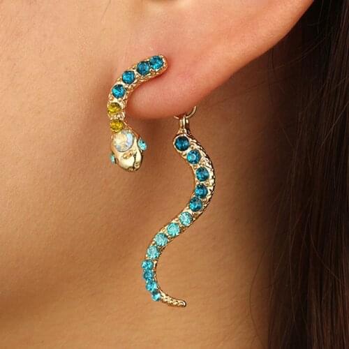 Cool Punk Antique Animal Crystal Snake Earrings Crazy Twining Snake Hoop Earrings Personality Statement Earrings Party Jewelry