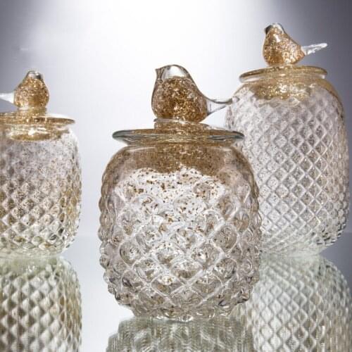 Glass Bottle Home Decor Glass Box Diamond Golden Pineapple Decoration Botellas De Vidrio Modern Bedroom Living Room Decoration