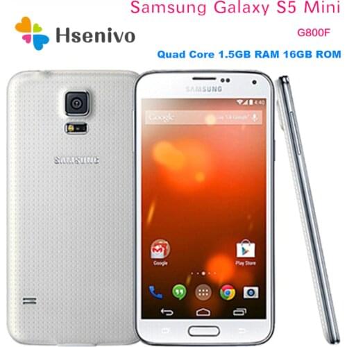 100% Original Unlocked Samsung Galaxy S5 Mini G800F 4.5 Inch Quad Core 1.5GB RAM 16GB ROM 8MP Camera Refurbished Mobile Phone