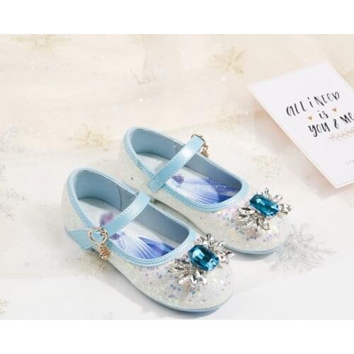 Children Casual Shoes Toddler Girl Elsa Sequined Crystal Shoes Kids Girl Christmas Birthday Party Dress Shoes 25-35