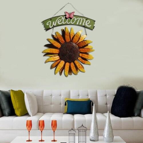 12x16" Vintage Hanging Butterfly Sunflower Welcome Sign for Door Hanging (Sunflower)